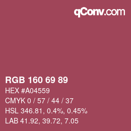 Color code: RGB 160 69 89 | qconv.com