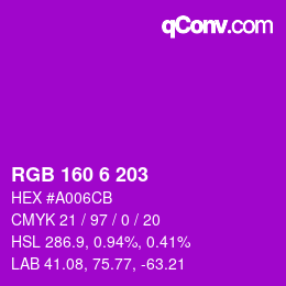 カラーコード: RGB 160 6 203 | qconv.com