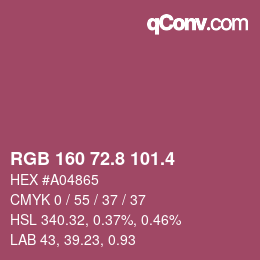 カラーコード: RGB 160 72.8 101.4 | qconv.com