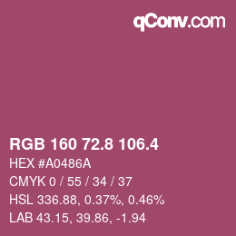 カラーコード: RGB 160 72.8 106.4 | qconv.com