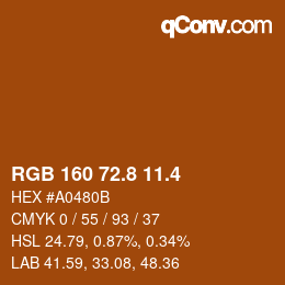カラーコード: RGB 160 72.8 11.4 | qconv.com