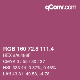 カラーコード: RGB 160 72.8 111.4 | qconv.com