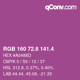 カラーコード: RGB 160 72.8 141.4 | qconv.com