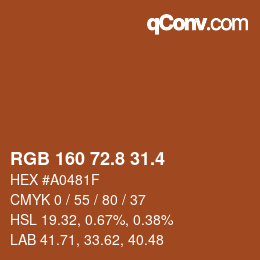 カラーコード: RGB 160 72.8 31.4 | qconv.com