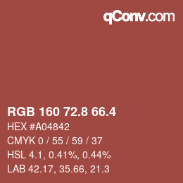 カラーコード: RGB 160 72.8 66.4 | qconv.com