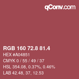 カラーコード: RGB 160 72.8 81.4 | qconv.com