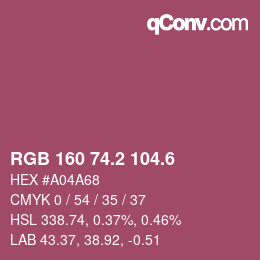 カラーコード: RGB 160 74.2 104.6 | qconv.com