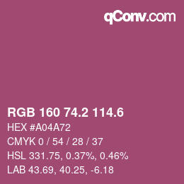 カラーコード: RGB 160 74.2 114.6 | qconv.com