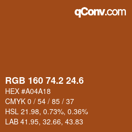 カラーコード: RGB 160 74.2 24.6 | qconv.com