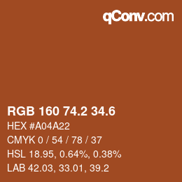カラーコード: RGB 160 74.2 34.6 | qconv.com