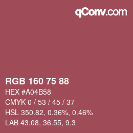 Color code: RGB 160 75 88 | qconv.com