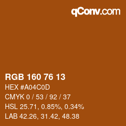 Color code: RGB 160 76 13 | qconv.com