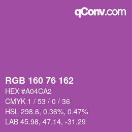 Color code: RGB 160 76 162 | qconv.com