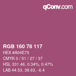 Color code: RGB 160 78 117 | qconv.com