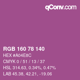 Color code: RGB 160 78 140 | qconv.com