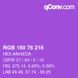 颜色代码: RGB 160 78 218 | qconv.com