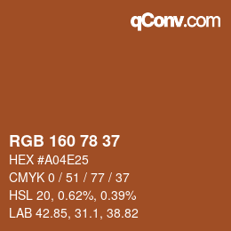 Color code: RGB 160 78 37 | qconv.com