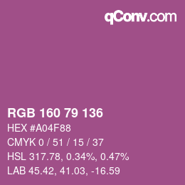カラーコード: RGB 160 79 136 | qconv.com
