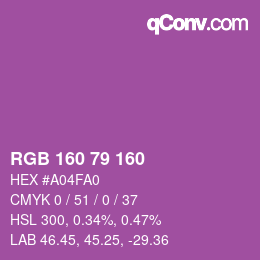 颜色代码: RGB 160 79 160 | qconv.com