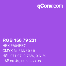 Farbcode: RGB 160 79 231 | qconv.com
