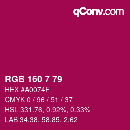 Color code: RGB 160 7 79 | qconv.com