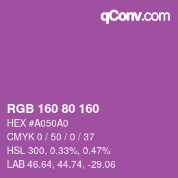 颜色代码: RGB 160 80 160 | qconv.com