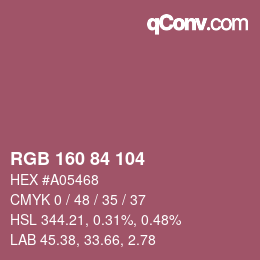 Color code: RGB 160 84 104 | qconv.com