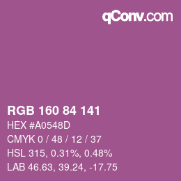 Color code: RGB 160 84 141 | qconv.com