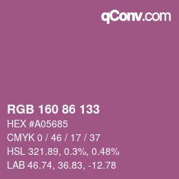 颜色代码: RGB 160 86 133 | qconv.com