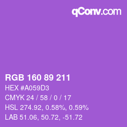 颜色代码: RGB 160 89 211 | qconv.com