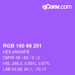 Color code: RGB 160 89 251 | qconv.com