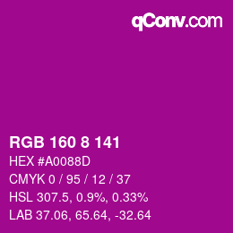 Color code: RGB 160 8 141 | qconv.com