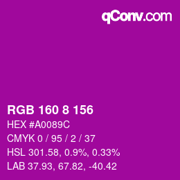 颜色代码: RGB 160 8 156 | qconv.com