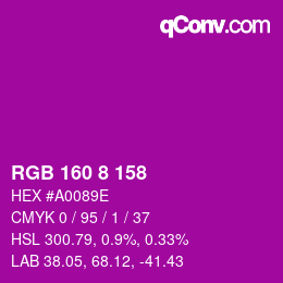 颜色代码: RGB 160 8 158 | qconv.com