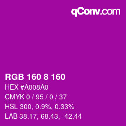 Color code: RGB 160 8 160 | qconv.com
