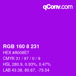 Color code: RGB 160 8 231 | qconv.com