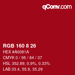 Color code: RGB 160 8 26 | qconv.com