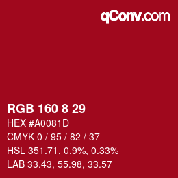 Color code: RGB 160 8 29 | qconv.com