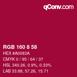 Color code: RGB 160 8 58 | qconv.com