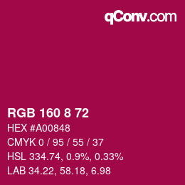 カラーコード: RGB 160 8 72 | qconv.com