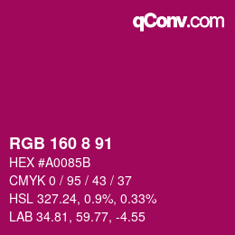 Color code: RGB 160 8 91 | qconv.com