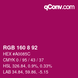 Color code: RGB 160 8 92 | qconv.com