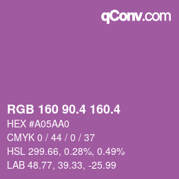 カラーコード: RGB 160 90.4 160.4 | qconv.com