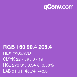 カラーコード: RGB 160 90.4 205.4 | qconv.com