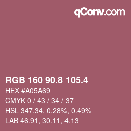 カラーコード: RGB 160 90.8 105.4 | qconv.com