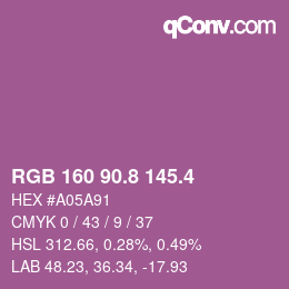 カラーコード: RGB 160 90.8 145.4 | qconv.com