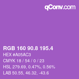カラーコード: RGB 160 90.8 195.4 | qconv.com