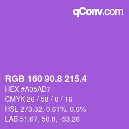 カラーコード: RGB 160 90.8 215.4 | qconv.com