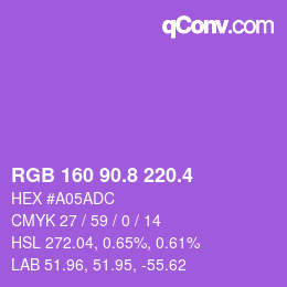 カラーコード: RGB 160 90.8 220.4 | qconv.com
