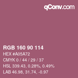 Código de color: RGB 160 90 114 | qconv.com